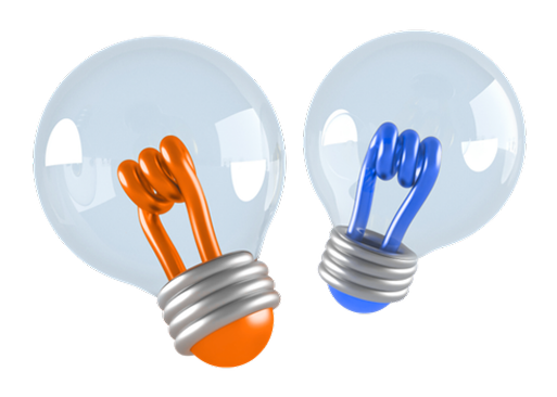 Lampadas Azul e Laranja